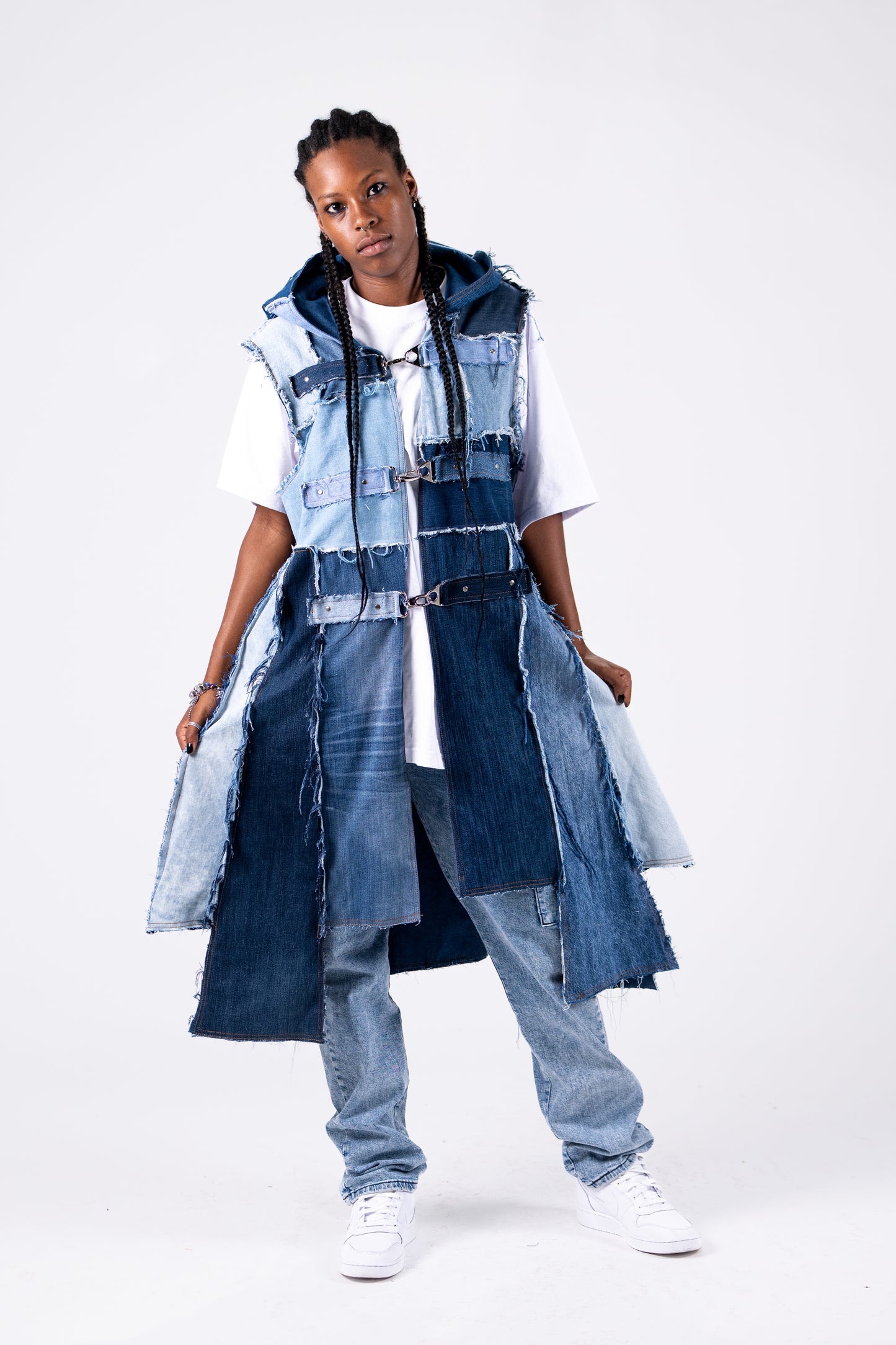Frayed Long Hoodie Vest