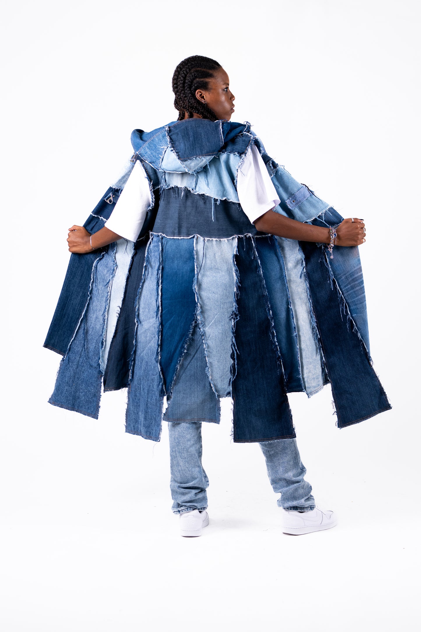 Frayed Long Hoodie Vest
