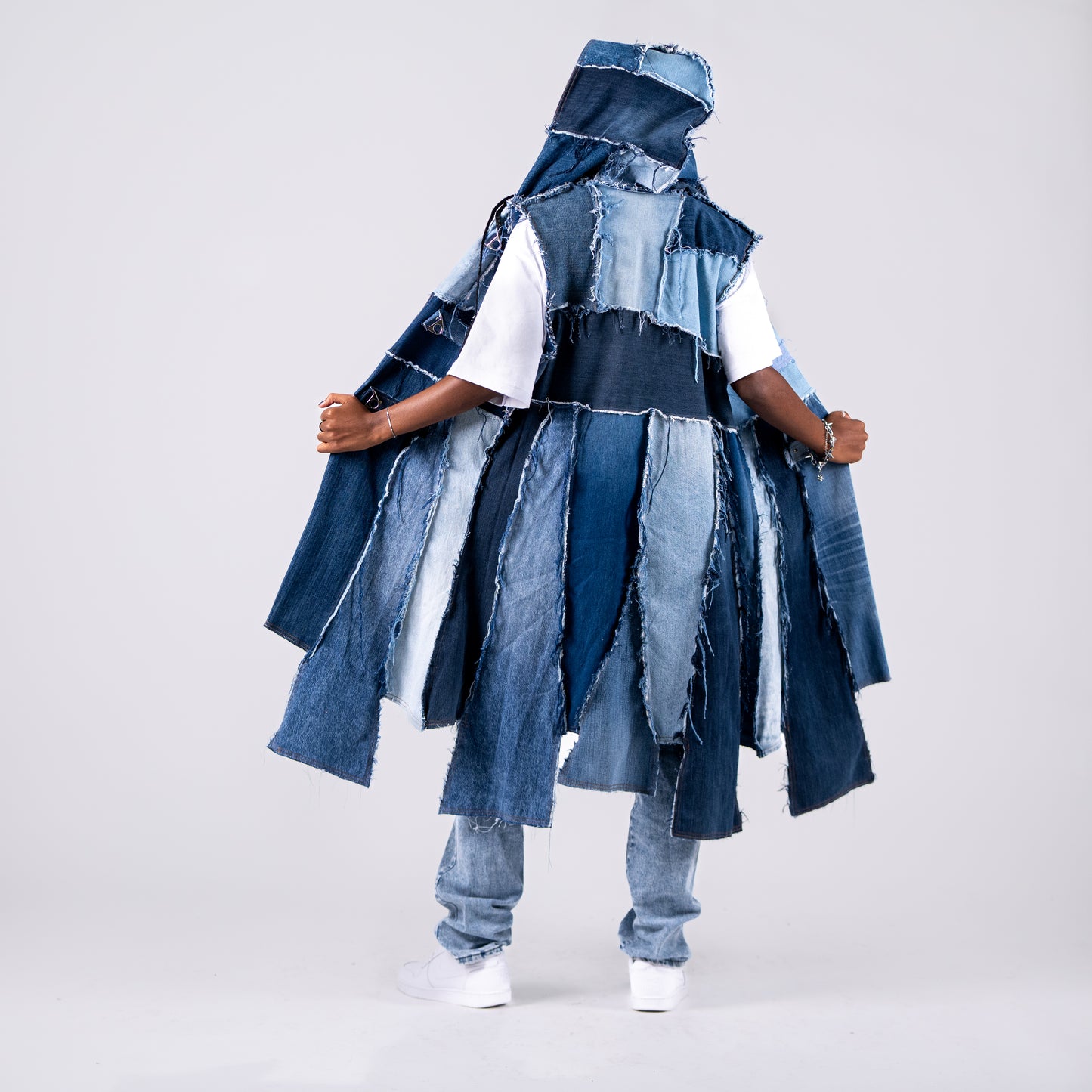 Frayed Long Hoodie Vest