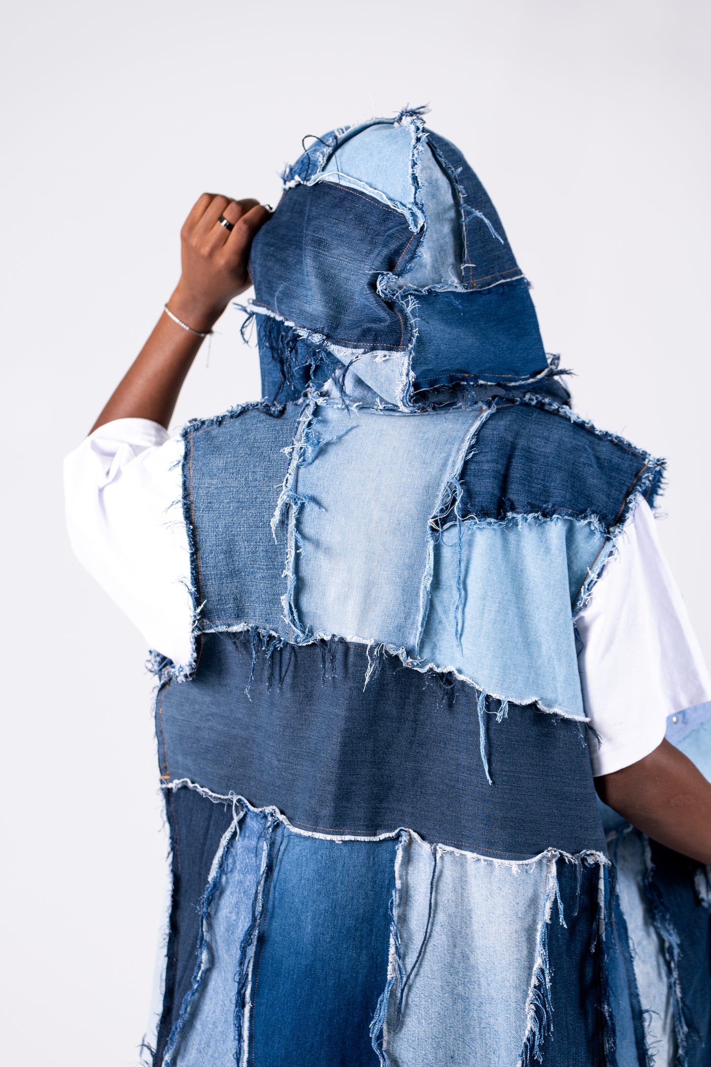 Frayed Long Hoodie Vest