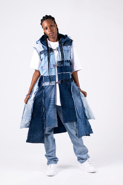 Frayed Long Hoodie Vest