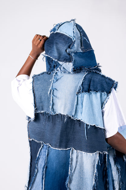 Frayed Long Hoodie Vest