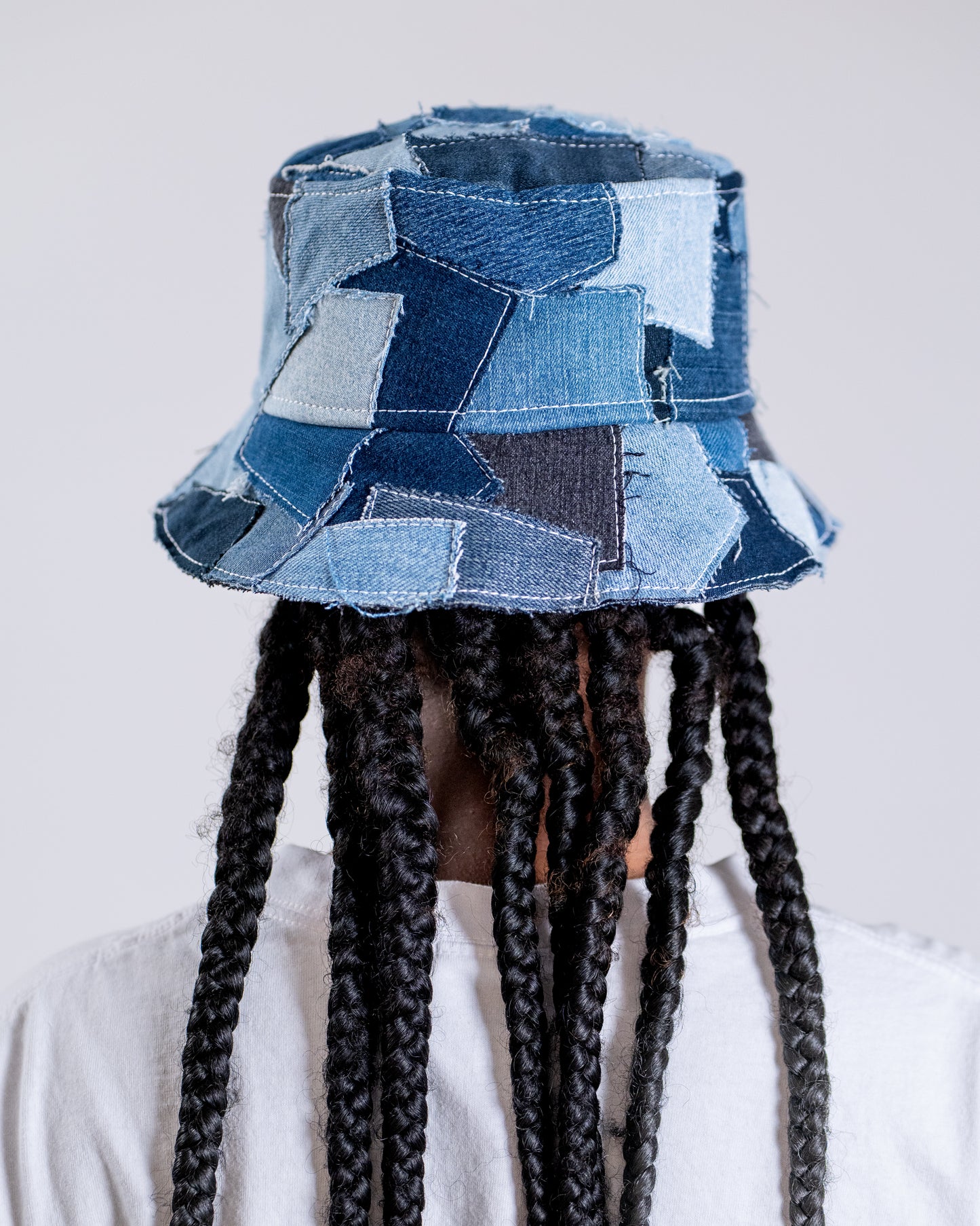 Blue W/ White stitching