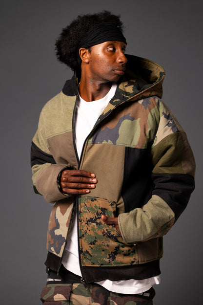 Quilted Camo Patchwork Jacket