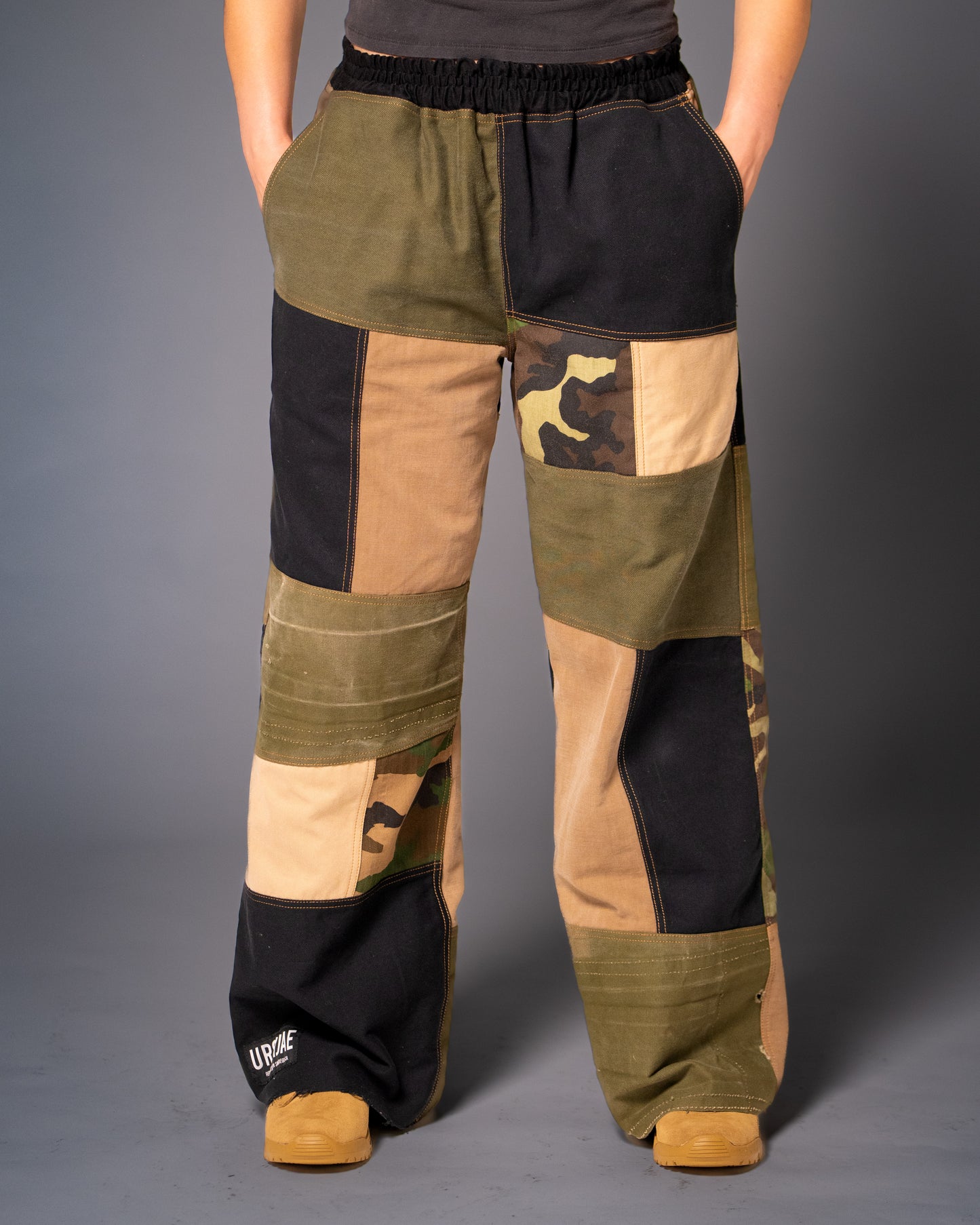 Vintage Dark Patchwork Camo Oversized Pants