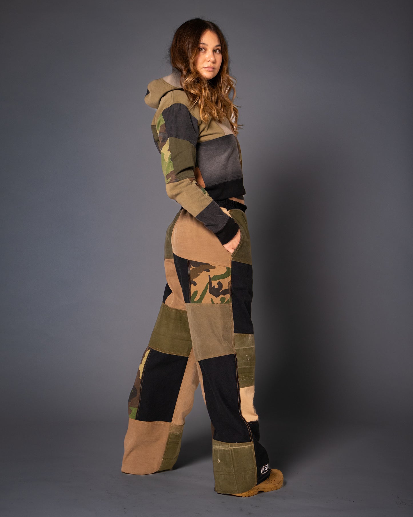 Vintage Dark Patchwork Camo Oversized Pants