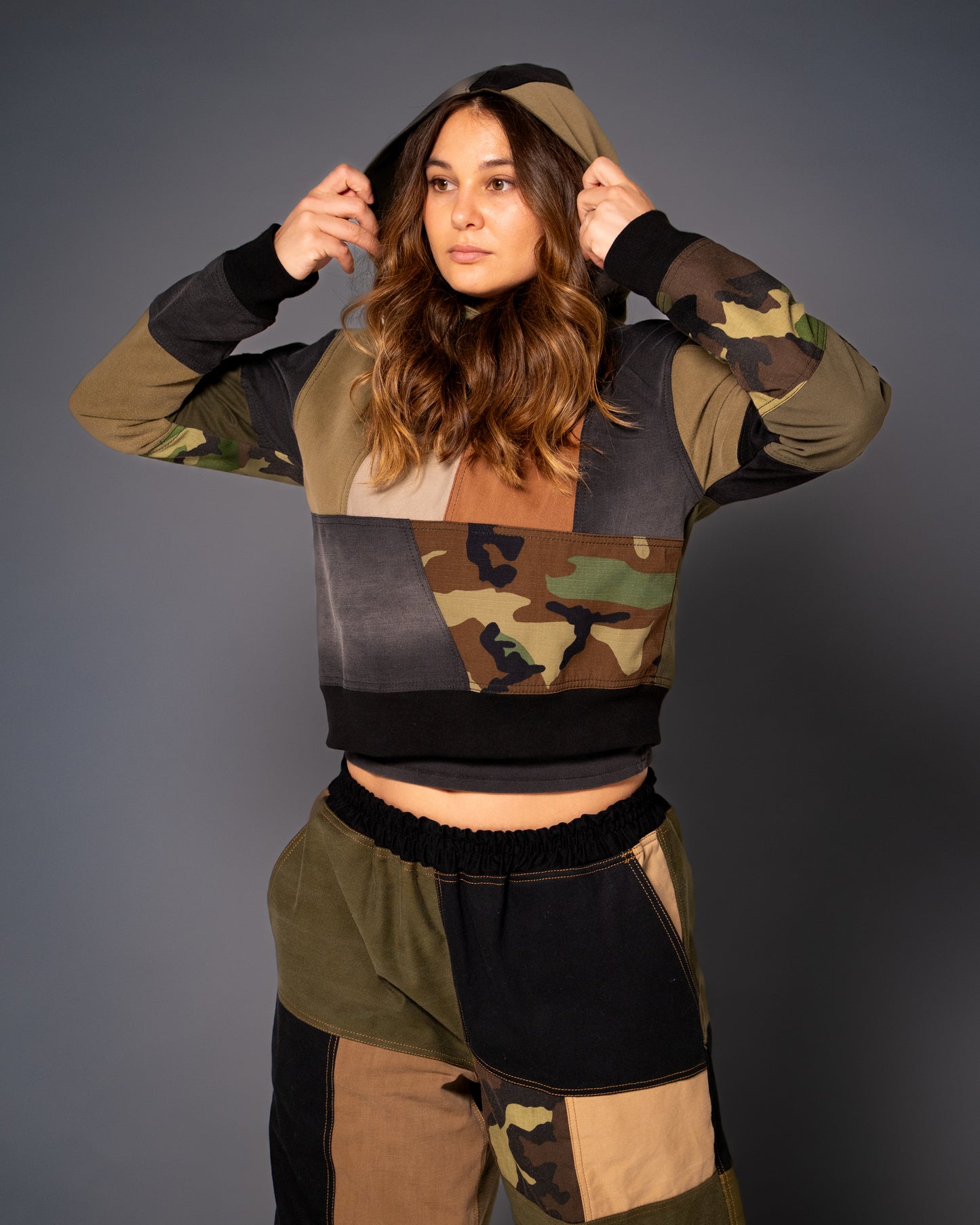 Camo Crop Top Hoodie