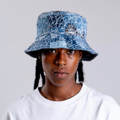 Blue W/ White Embroidery Stitching