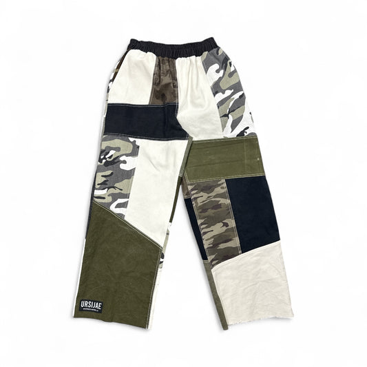 Vintage White Patchwork Camo Oversized Pants