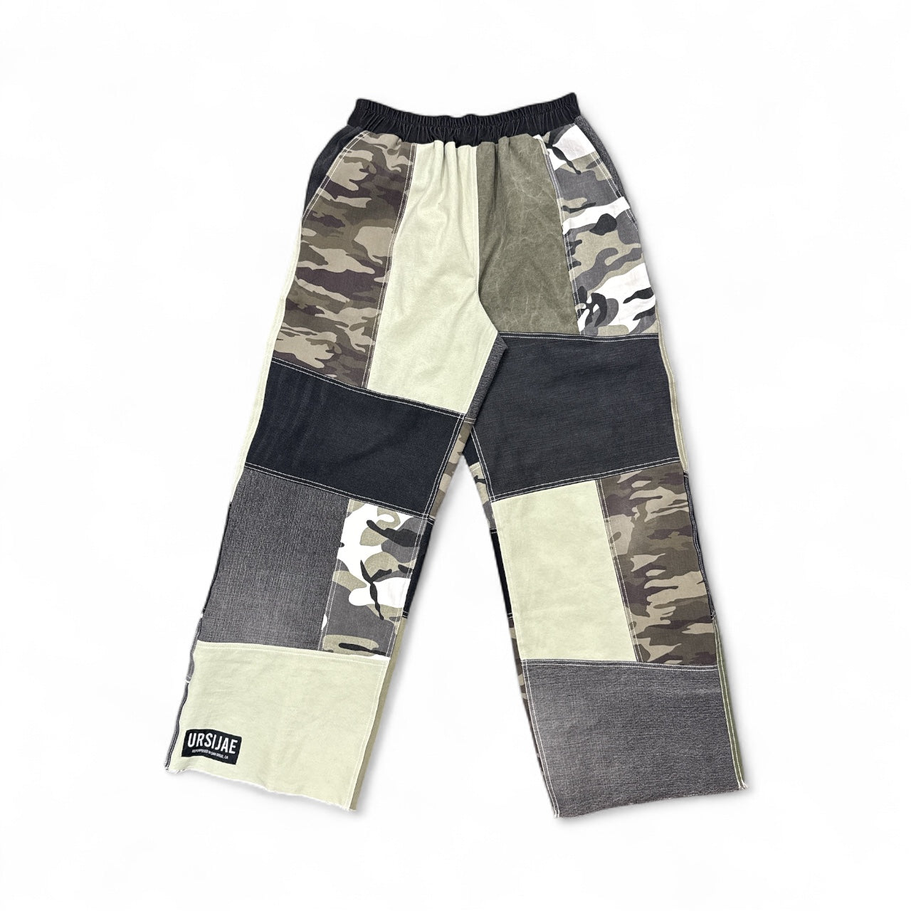 Vintage Mint Patchwork Camo Oversized Pants