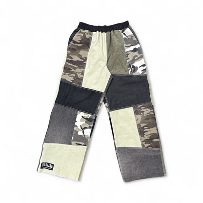 Vintage Mint Patchwork Camo Oversized Pants
